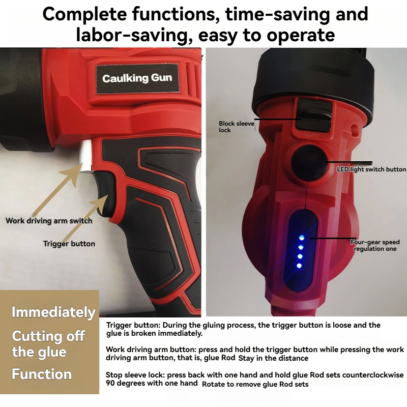 LED 조명이 있는 무선 전기 코킹건, 21V 리튬이온 - Caulking Gun Dispensing 리뷰 및 가격
